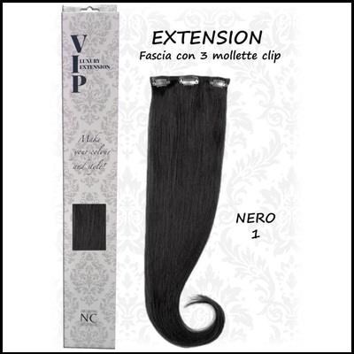 VIP Easy clip - ciocca extension 3 clip - col. 1 - nero