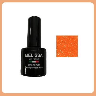 MELISSA gel polish 7 ml - col. 132 / fluo orange glitter