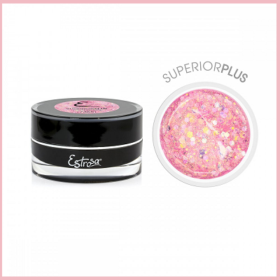 ESTROSA Superior Plus gel 15 ml - pink hexagon glitter